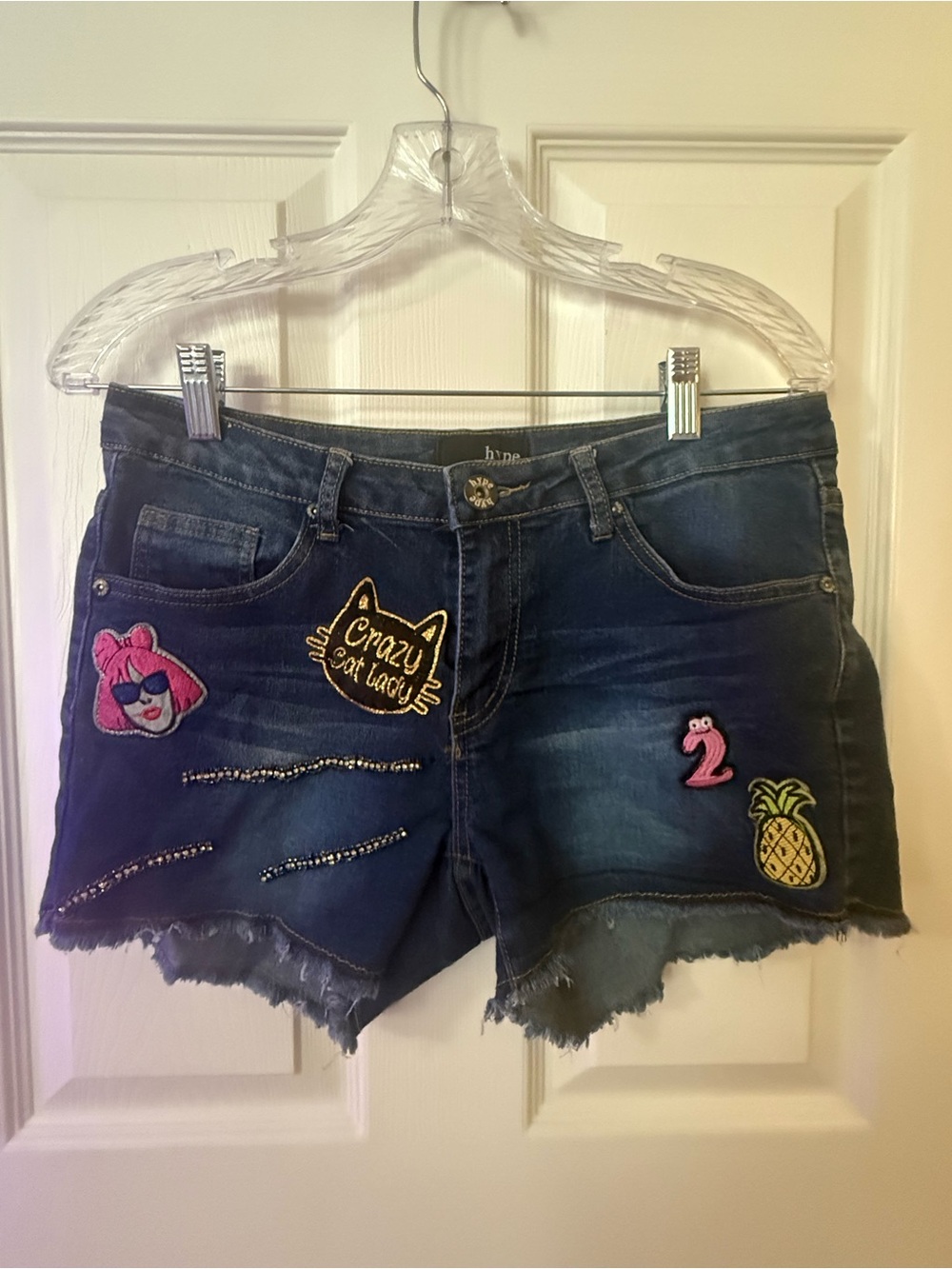 Large Jean patch shorts